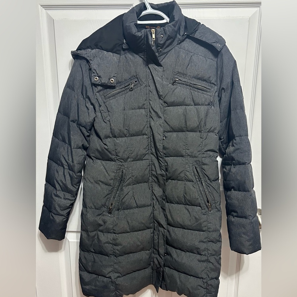 Roots Womens Gray Puffer Coat with Hood